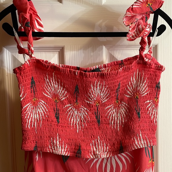 Lulu’s Trancoso Coral Floral Print Two-Piece Maxi Dress Medium - Picture 5 of 12